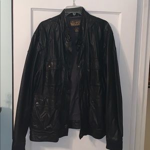 Lucky brand men’s café racer leather jacket black